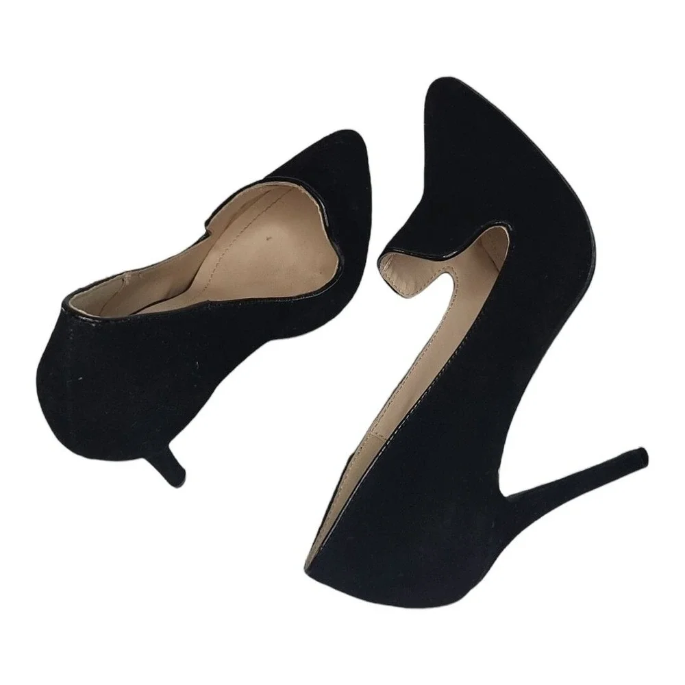 Anne Michelle Stiletto Heels Women 8 Suede Slip On‎ Black Going Out Party Shoes
